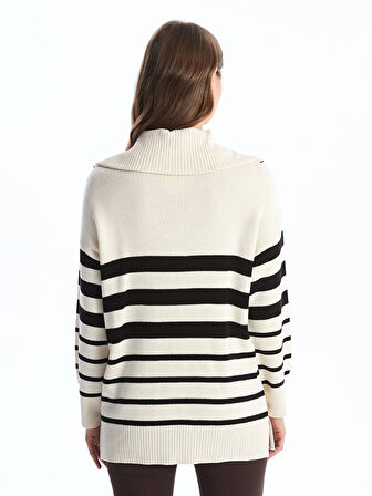 LCW Modest Ekru Dik Yaka Kadın Triko Kazak