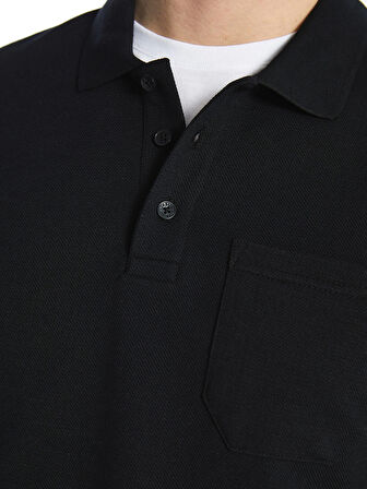 LCWAIKIKI Classic SİYAH Polo Yaka Uzun Kollu Erkek Sweatshirt