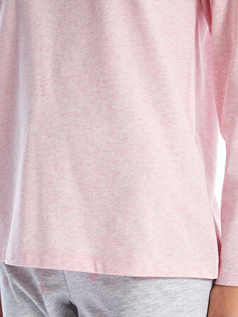 LCW DREAM Gri Bisiklet Yaka Düz Uzun Kollu Kadın Pijama Takımı