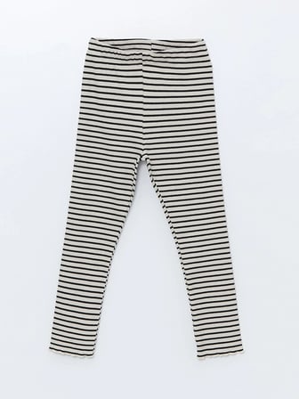Lcw Kids Siyah Beli Lastikli Çizgili Kız Bebek Tayt