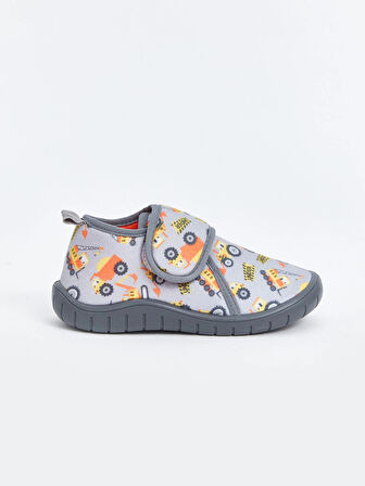 LCW STEPS Gri Baskılı Cırt Cırtlı Erkek Çocuk Panduf