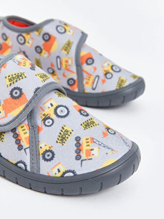 LCW STEPS Gri Baskılı Cırt Cırtlı Erkek Çocuk Panduf