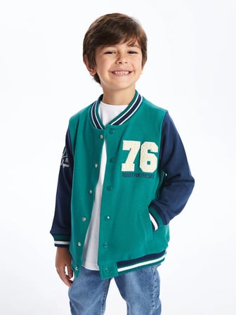 LCW Kids Yeşil Baskılı Erkek Çocuk Kolej Ceket