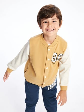 LCW Kids Bej Baskılı Erkek Bebek Kolej Ceket