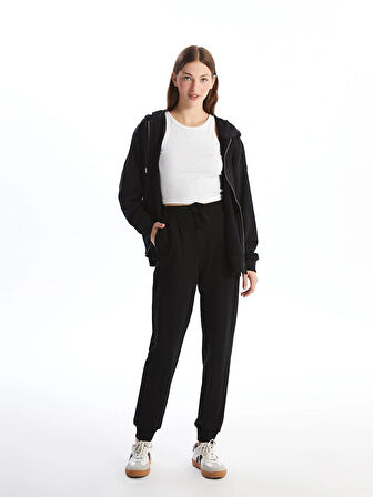 LCW Vision Siyah Kadın Beli Lastikli Düz Jogger Eşofman Altı