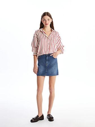 LCW Vision İNDİGO Standart Fit Kadın Jean Etek