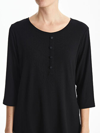 LCWAIKIKI Classic Siyah Bisiklet Yaka Kadın Bluz