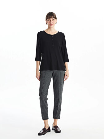 LCWAIKIKI Classic Siyah Bisiklet Yaka Kadın Bluz