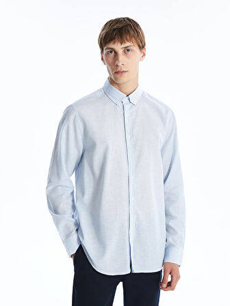 SOUTHBLUE Mavi Slim Fit Uzun Kollu Çizgili Poplin Erkek Gömlek