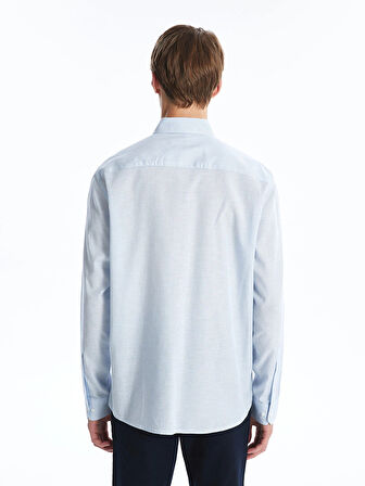 SOUTHBLUE Mavi Slim Fit Uzun Kollu Çizgili Poplin Erkek Gömlek