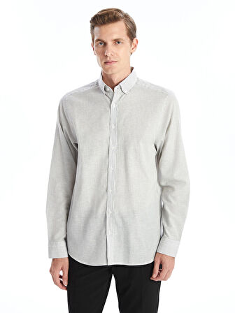 SOUTHBLUE Lacivert Slim Fit Uzun Kollu Çizgili Poplin Erkek Gömlek