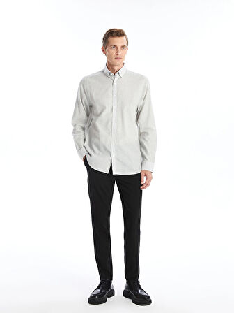 SOUTHBLUE Lacivert Slim Fit Uzun Kollu Çizgili Poplin Erkek Gömlek