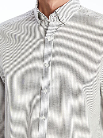 SOUTHBLUE Lacivert Slim Fit Uzun Kollu Çizgili Poplin Erkek Gömlek