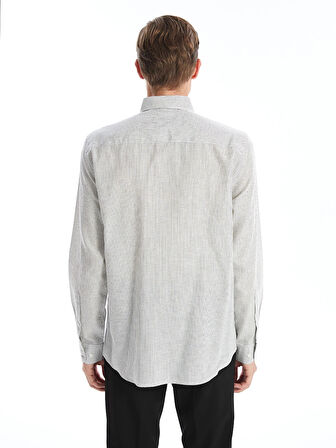 SOUTHBLUE Lacivert Slim Fit Uzun Kollu Çizgili Poplin Erkek Gömlek