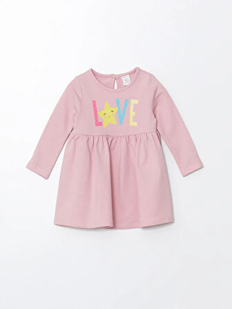Bisiklet Yaka Uzun Kollu Baskılı Kız Bebek Elbise_W4HF73Z1-QWG868414560201918-24 Ay