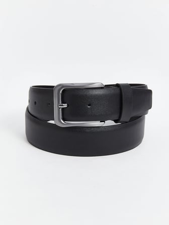 LCW ACCESSORIES Siyah Deri Görünümlü Erkek Kemer