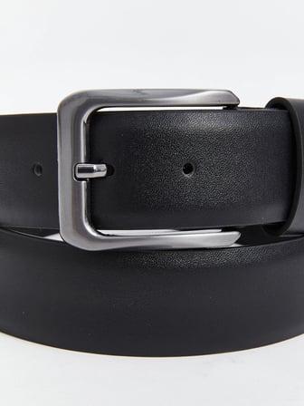LCW ACCESSORIES Siyah Deri Görünümlü Erkek Kemer