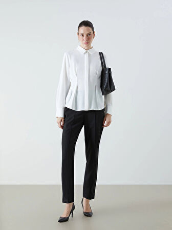 LCWAIKIKI Classic Siyah Beli Lastikli Kadın Cigarette Pantolon