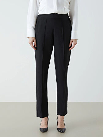 LCWAIKIKI Classic Siyah Beli Lastikli Kadın Cigarette Pantolon
