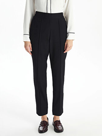 LCWAIKIKI Classic Siyah Beli Lastikli Kadın Cigarette Pantolon