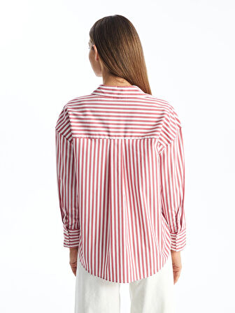 LCW Vision Kirmizi Çizgili Oversize Kadın Gömlek