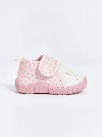 LCW STEPS Pembe Nakış Detaylı Cırt Cırtlı Kız Bebek Panduf