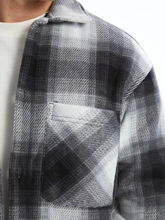 XSIDE Siyah Rahat Kalıp Uzun Kollu Ekose Erkek Gömlek Ceket
