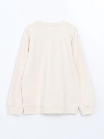 Bisiklet Yaka Baskılı Oversize Kadın Kalın Sweatshirt_W4HB49Z8-YMU_8684145822646_L