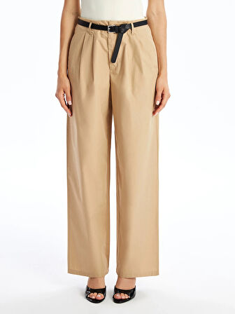 LCW Vision Kahverengi Beli Kemerli Rahat Kalıp Kadın Pantolon