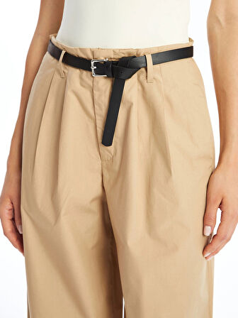 LCW Vision Kahverengi Beli Kemerli Rahat Kalıp Kadın Pantolon