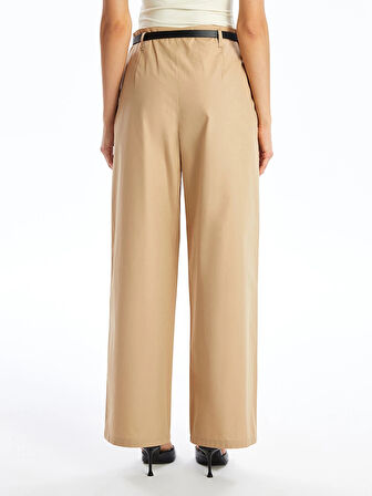 LCW Vision Kahverengi Beli Kemerli Rahat Kalıp Kadın Pantolon