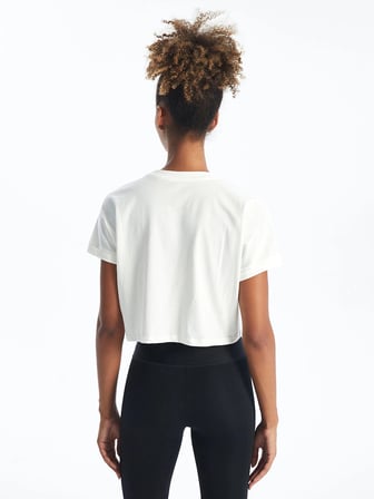 XSIDE ACTIVE Beyaz Bisiklet Yaka Baskılı Kadın Spor Tişört