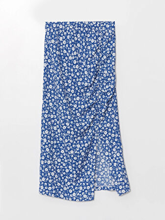 LCW Vision Mavi Dar Fit Çiçekli Kadın Etek