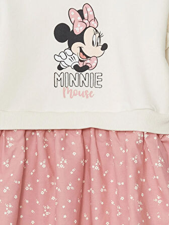 Bisiklet Yaka Uzun Kollu Minnie Mouse Baskılı Kız Çocuk Elbise_W4HB24Z1-FES868414589676018-24 Ay