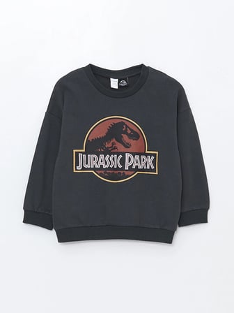LCW Kids Antrasit Bisiklet Yaka Jurassic Park Baskılı Erkek Çocuk Eşofman Takım