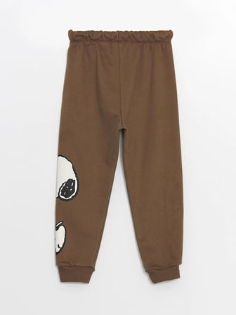 LCW Kids Kahverengi Beli Lastikli Kalın Snoopy Baskılı Erkek Çocuk Jogger Eşofman Altı
