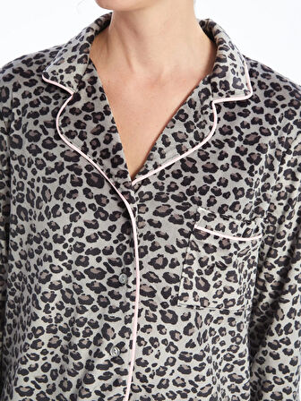 Gömlek Yaka Leopar Desenli Kadın Pijama Takımı_W41540Z8-LRW_8684145966715_XL
