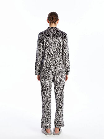 Gömlek Yaka Leopar Desenli Kadın Pijama Takımı_W41540Z8-LRW_8684145966715_XL