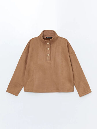 Dik Yaka Düz Oversize Kadın Sweatshirt_W4DN15Z8-DXZ_8684146022496_M
