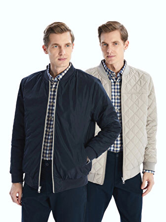 LCWAIKIKI Classic GRİ Standart Kalıp Kolej Yaka Çift Taraflı Erkek Mont