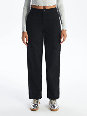 XSIDE Siyah Standart Fit Kadın Kargo Pantolon