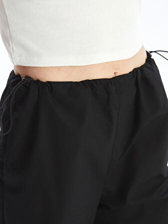 XSIDE Siyah Kadın Beli Lastikli Düz Paraşüt Pantolon