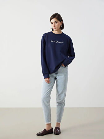 Bisiklet Yaka Baskılı Kadın Sweatshirt_W4LC13Z8-RFH_8684146086863_M