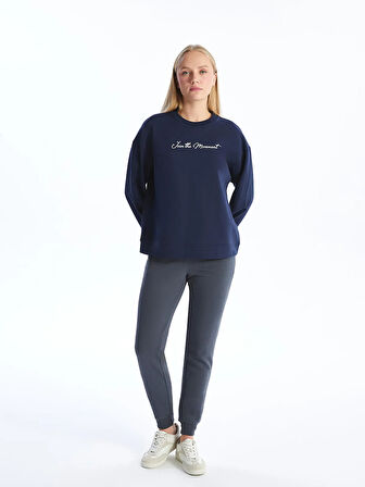 Bisiklet Yaka Baskılı Kadın Sweatshirt_W4LC13Z8-RFH_8684146086870_L
