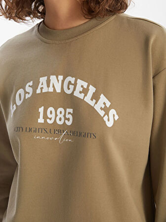 Bisiklet Yaka Los Angeles Baskılı Oversize Kadın Sweatshirt_W4LC09Z8-H7L_8684146105274_M