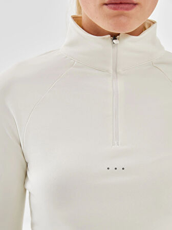 XSIDE ACTIVE EKRU Dik Yaka Reflektör Baskılı Kadın Spor Tişört