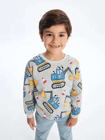 LCW baby Bisiklet Yaka Uzun Kollu Baskılı Erkek Bebek Sweatshirt