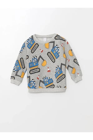 LCW baby Bisiklet Yaka Uzun Kollu Baskılı Erkek Bebek Sweatshirt