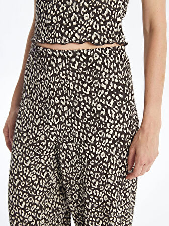 LCW Vision Siyah Beli Lastikli Rahat Kalıp Desenli Kadın Pantolon