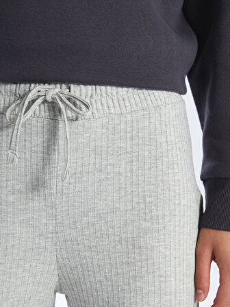 LCW Vision Gri Beli Lastikli Düz Kaşkorse Kadın Pantolon